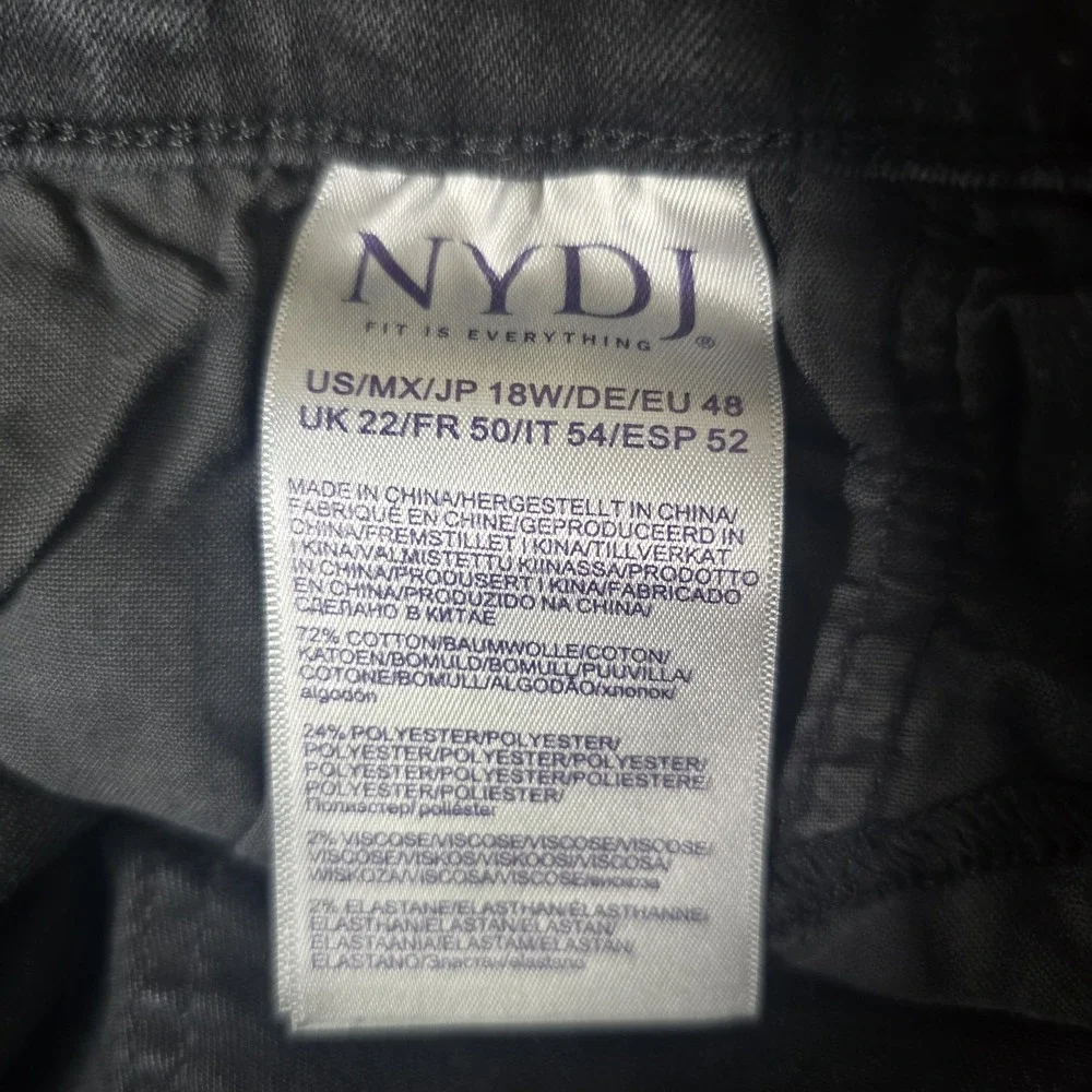 NYDJ Jeans‎ Womens 18 Charcoal Black Flare Leg Raw Hem Crop Boho Stretch Denim
